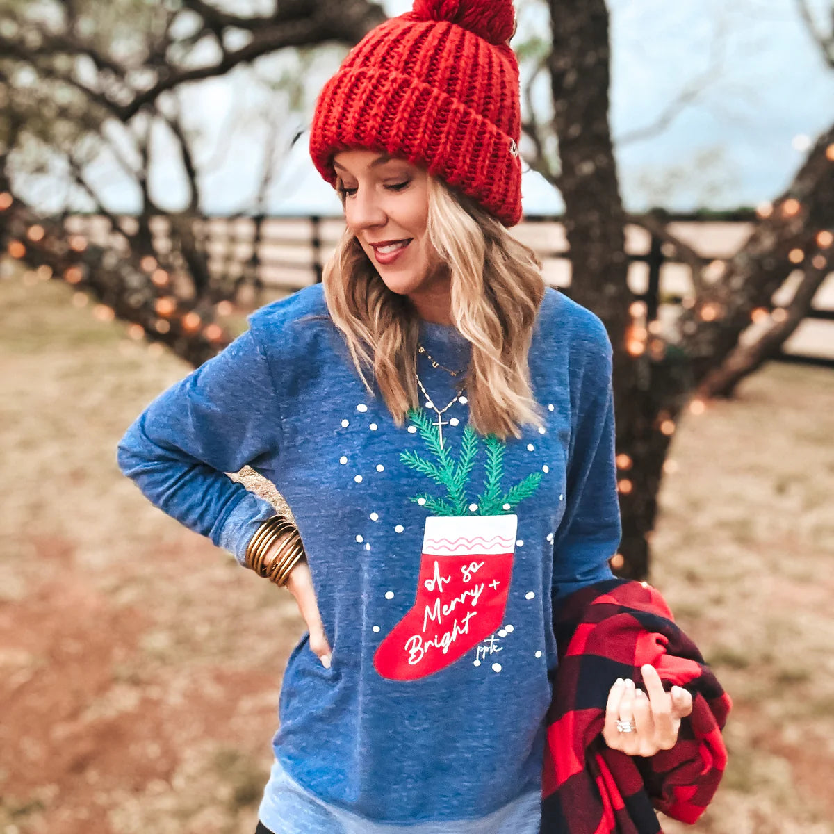 merry stocking french terry