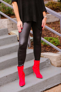 Basic Leggings-Faux Leather